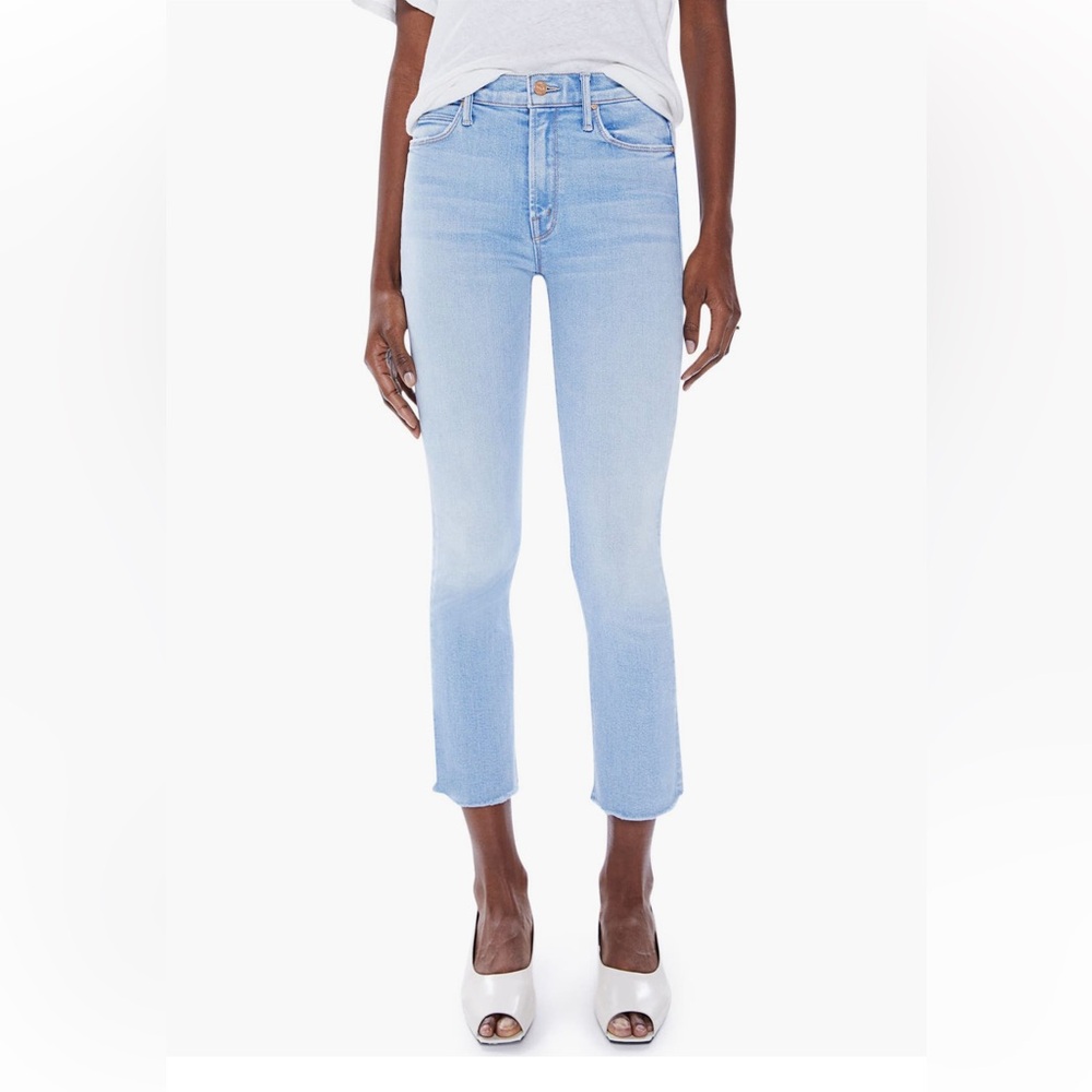 MOTHER The Dazzler Raw Hem Crop Slim Jeans – Sun Kissed Wash